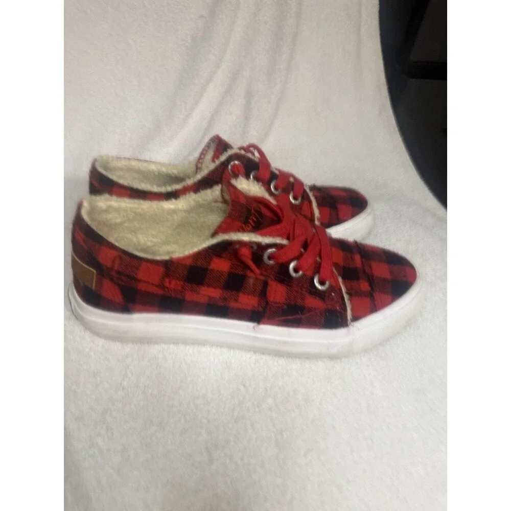 Blowfish Malibu "Maxine" Red and Black Check Plaid Sneakers Women Size 7 - Picture 8 of 10